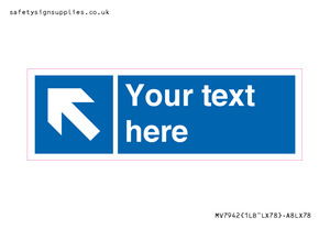 Custom Mandatory directional sign, blue arrow up and left